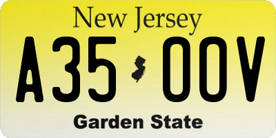 NJ license plate A35OOV