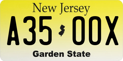 NJ license plate A35OOX