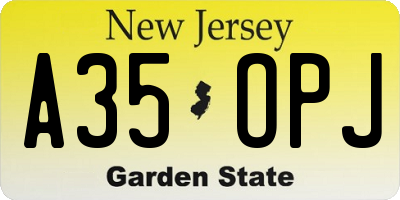 NJ license plate A35OPJ