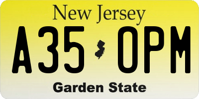 NJ license plate A35OPM