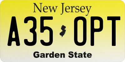 NJ license plate A35OPT