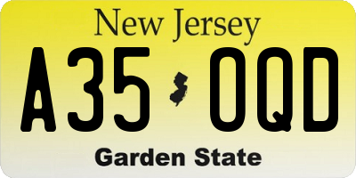NJ license plate A35OQD