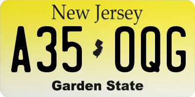 NJ license plate A35OQG