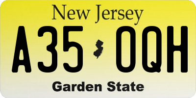 NJ license plate A35OQH