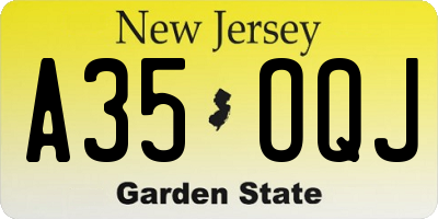 NJ license plate A35OQJ