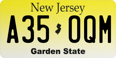 NJ license plate A35OQM