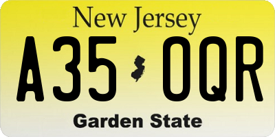 NJ license plate A35OQR