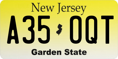 NJ license plate A35OQT