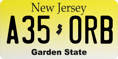 NJ license plate A35ORB