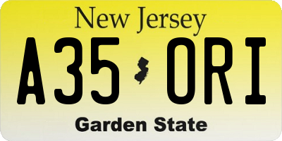 NJ license plate A35ORI
