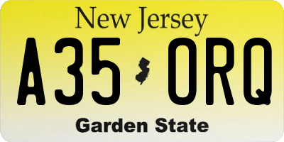 NJ license plate A35ORQ