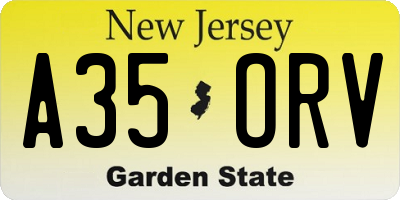 NJ license plate A35ORV