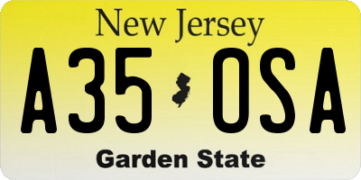 NJ license plate A35OSA