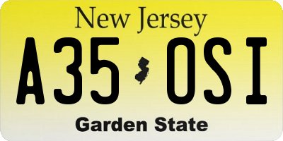 NJ license plate A35OSI