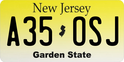 NJ license plate A35OSJ