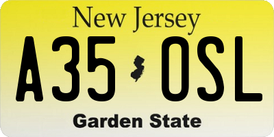 NJ license plate A35OSL