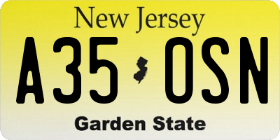 NJ license plate A35OSN