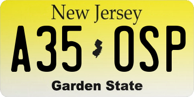 NJ license plate A35OSP