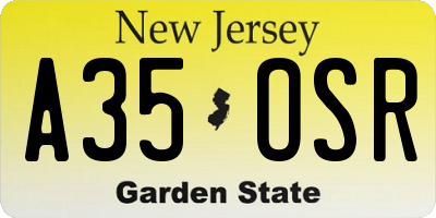 NJ license plate A35OSR