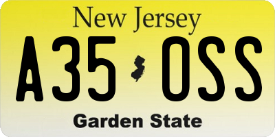 NJ license plate A35OSS