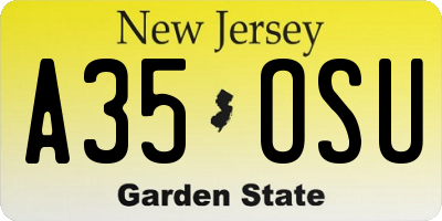 NJ license plate A35OSU