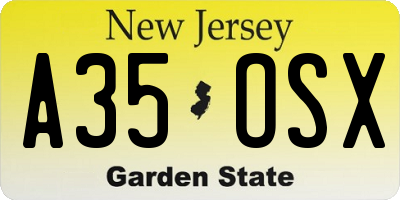 NJ license plate A35OSX
