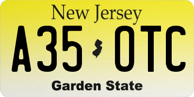 NJ license plate A35OTC