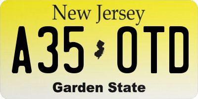 NJ license plate A35OTD