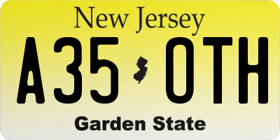 NJ license plate A35OTH