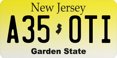 NJ license plate A35OTI
