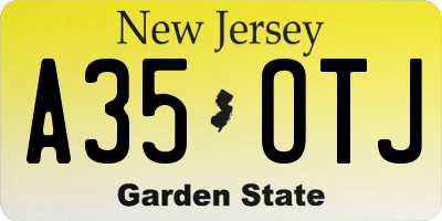 NJ license plate A35OTJ