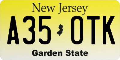 NJ license plate A35OTK