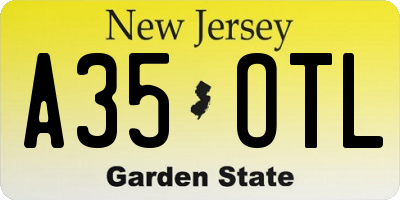 NJ license plate A35OTL