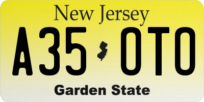 NJ license plate A35OTO