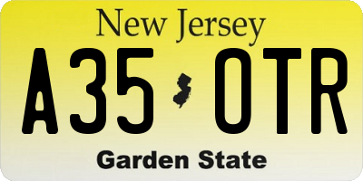 NJ license plate A35OTR