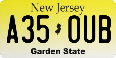 NJ license plate A35OUB
