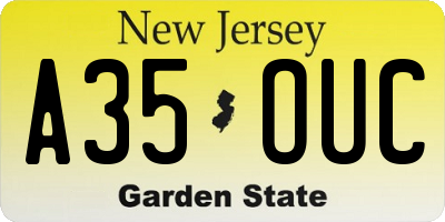NJ license plate A35OUC