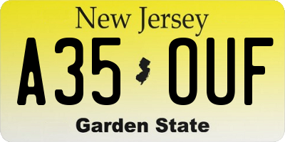NJ license plate A35OUF