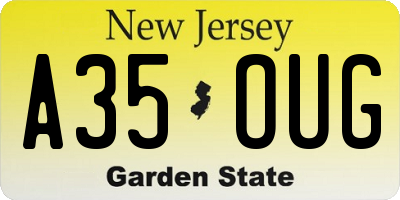 NJ license plate A35OUG
