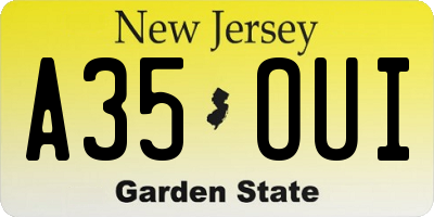 NJ license plate A35OUI