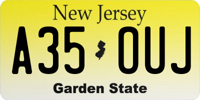 NJ license plate A35OUJ