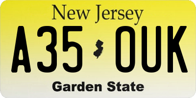 NJ license plate A35OUK