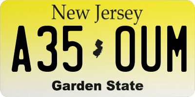 NJ license plate A35OUM