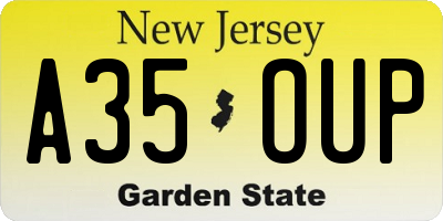 NJ license plate A35OUP