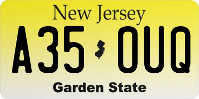 NJ license plate A35OUQ