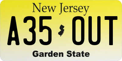 NJ license plate A35OUT