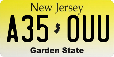 NJ license plate A35OUU