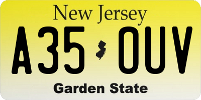 NJ license plate A35OUV
