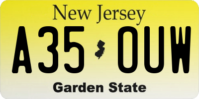 NJ license plate A35OUW