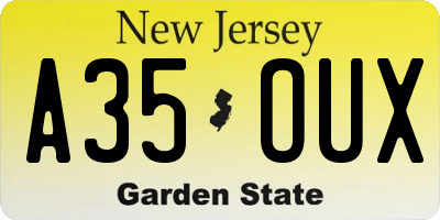 NJ license plate A35OUX